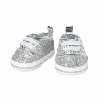 Poppensneakers Glitter Zilver, 30-34 cm