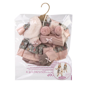 Llorens kleding set Carla gebloemd roze voor poppen van 40 cm