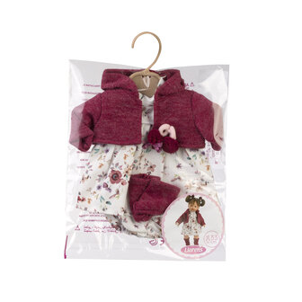 Llorens kleding set gebloemd rood voor poppen van 33 cm