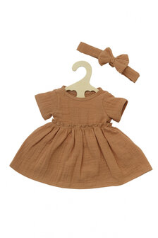 Jurk met ruches en haarband caramel (28-35cm)