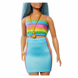 Barbie Fashionistas Modepop Regenboogtop en Groene Rok