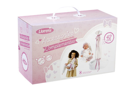 Llorens kledingset en accessoires Mimi roze voor poppen van 42 cm