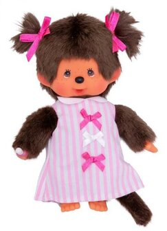 Monchhichi Meisje Pink Ribbon Dress (20cm)