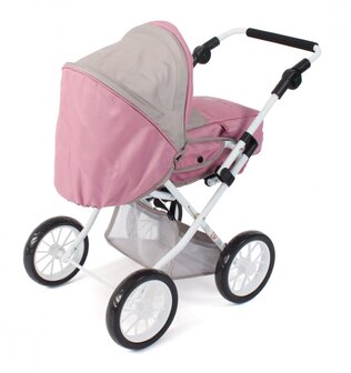 Poppenwagen Leni combi (roze /taupe/beer)