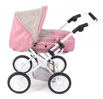 Poppenwagen Leni combi (roze /taupe/beer)