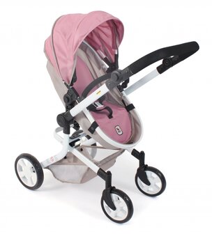 Poppenwagen Mika combi (roze/taupe/beer)