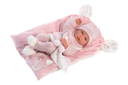 Llorens Pop Nica Met roze kussen en pyjama 40cm