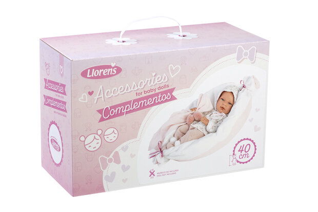 Llorens kledingset en accessoires Nica bloemetjes roze voor poppen van 40 cm