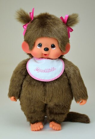 Monchhichi Meisje met slab roze (45cm)