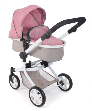 Poppenwagen Mika combi (roze/taupe/beer)