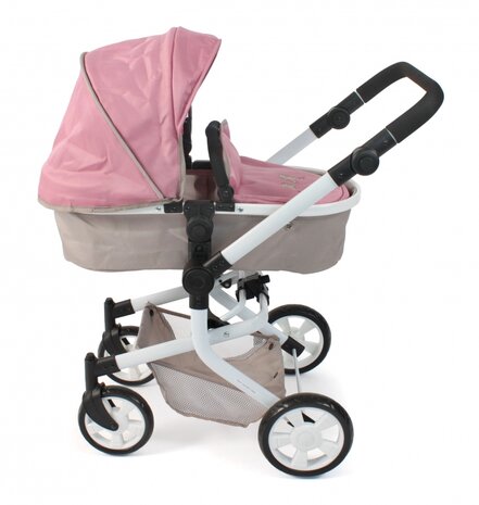 Poppenwagen Mika combi (roze/taupe/beer)