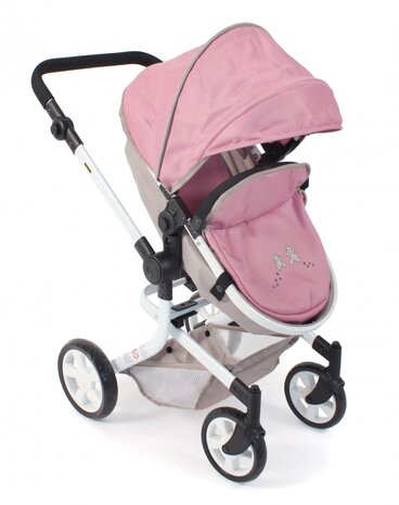 Poppenwagen Mika combi (roze/taupe/beer)